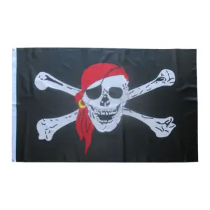 Banderola de pirata de 5x3 pulgadas, personalizada, barata, con un ojo + pañuelo rojo, para pared