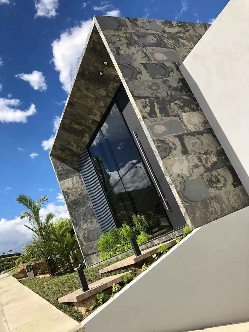 SHIHUI esnek taş Villa ve otel açık dekorasyon Modern doğal Ultra ince taş aydınlatmalı esnek taş vernik levha