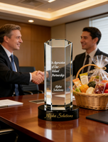 Trophée personnalisé en acrylique transparent pour la reconnaissance des partenaires - Cadeau d'entreprise gravable avec logo et message de gratitude