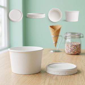 Tarrinas de papel de grado alimenticio de 5 oz, color blanco liso, con tapas, para gelato, de la marca Reliable Frutta Gelato. - Product Image 3