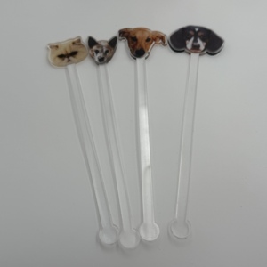 Agitadores de cóctel de fiesta acrílicos con logotipo personalizado Agitadores de bebidas para mascotas para bodas - Product Image 5