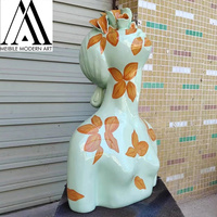 Musée Retail Espace Vitrine Ornement Décoratif Floral Tête de Femme Buste Fibre de Verre Artistique Mannequin
