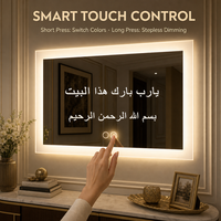 Miroir LED à interrupteur tactile pour salle de méditation, salle de bain, salon, service religieux, design moderne mural