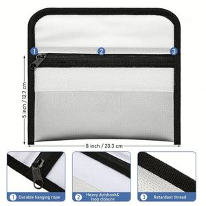Small Water and Fire Resistant Zipper Pouch Fireproof <b>Document</b> <b>Bag</b> for Cash Passbook Bank Card and Money Filing Products - Product Image 6