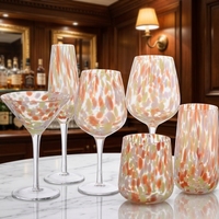 Service de verrerie marron à pois colorés pour mariage, vaisselle Joy, verres à boire côtelés à motifs léopard, gobelets en verre faits à la main
