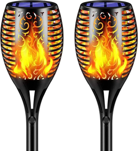 Lampe torche solaire à 33 LED avec effet de flamme vacillante, étanche IP65, résistante aux UV, batterie au lithium, ABS, pour jardin, bord de piscine, fête - Product Image 1