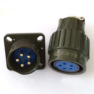 ขั้วต่อวงกลม CSP Y2M-5TK อะลูมิเนียมหล่อขึ้นรูป ชุบเงิน ทองเหลือง 5 ขา ปลั๊กเสียบสำหรับการบิน - Product Image 1