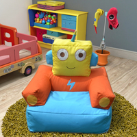 Sillón Puff de Tela con Diseño de Robot Moderno y Divertido, Funda Extraíble, Sofá Cama para Niños, Dormitorio, Sala de Estar, Muebles de Exterior