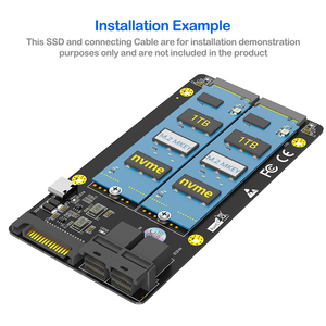 Adattatore Dual <span class=keywords><strong>M</strong></span>.2 NVMe SSD a SFF8643 con supporto PCB per <span class=keywords><strong>M</strong></span>-Key 2230-2280mm per espansione di archiviazione desktop e server/data center - Product Image 4