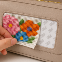 Pochette de maquillage en cuir à finition auto-adhésive pour broderie au point de croix, idéale pour l'organisation de voyage, étanche, personnalisable, cadeau de luxe DIY