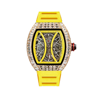 Vente en gros de montres rectangulaires pour hommes, modèles OEM acceptés avec diamants évidés, montres Moissanite automatiques