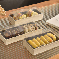 Boîtes à emporter en bois biodégradable personnalisées pour pâtisserie, gâteaux, sushis, traiteur