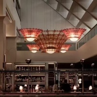 Lustre LED moderne en plumes, suspension en verre de Murano soufflé à la main avec hauteur réglable pour plafond de villa