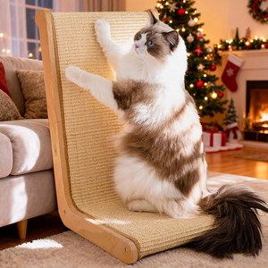 Verticale krabpaal voor katten, L-vormig krabplank, krabpaal voor katten, massief houten kattenmeubilair - Product Image 1