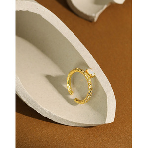 Fine 18k <strong>Gold</strong> Hammered <strong>Opal</strong> <strong>Rings</strong> for Women 925 Sterling Silver Fashion Adjustable Gemstone <strong>Ring</strong> for Women - Product Image 2
