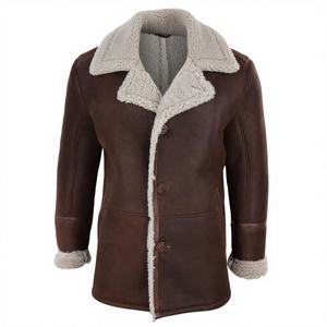 Men's Winter Smart Casual Leather Varsity Jacket Single Breasted V-Neck Collar Breathable Eco-Friendly Front Custom Logo - Product Image 4