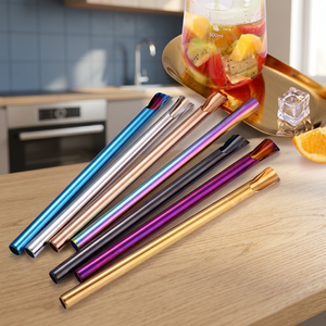 Reusable Metal <b>Drinking</b> <b>Straws</b> Set Modern Cocktail Bar Accessories Multicolor Stainless Steel <b>Straws</b> <b>for</b> Beverages - Product Image 3