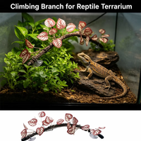 Branche de forêt artificielle à l'aspect naturel, pliable, avec 2 ventouses puissantes pour la décoration de terrariums de caméléons, geckos et serpents