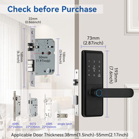 Serrure de sécurité intelligente sans clé, contrôle par application WiFi Tuya, empreinte digitale, code, carte IC, déverrouillage multiple pour portes en bois