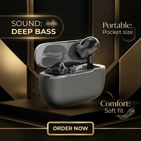 Max60 TWS Nirkabel Stereo Semi-in-Ear untuk Earbud 5.4 Daya Tahan Lama Latensi Rendah IPX4 Tahan Air Kontrol Sentuh Peredam Kebisingan ENC