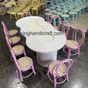 Oval Rattan <b>Kids</b> Table and Chair Set - Durable Handmade Wicker <b>Furniture</b> for Indoor and <b>Outdoor</b> Birthday Parties or Events - Product Image 3
