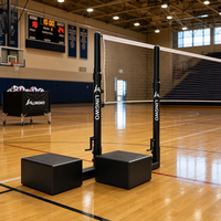 Poteau de filet de badminton et de tennis portable multisports, autoportant et réglable en hauteur pour l'entraînement sur terrain
