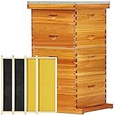 10-Rahmen Langstroth Bienenstock, Wachsbeschichtet mit 100% Bienenwachs (2 tiefe Wabenkammkästen & 2 mittelgroße Superkästen ohne Rahmen) 4-lagig