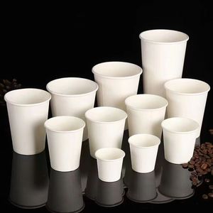 Directe Fabrieksverkoop Witte Papieren Bekers Verdikte Dagelijkse Waterbekers Voor Commercieel Gebruik Eenwandige Hete Koffie Pe Ambachtelijke Papierstijl