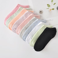 HF Chaussettes de cheville pour femmes 100% coton solide couleur pure anti-dérapant motif léopard Style bonbon