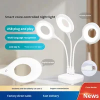 Lampe de chevet intelligente USB à commande vocale, style TikTok, mini, universelle, sans fil, pour l'international