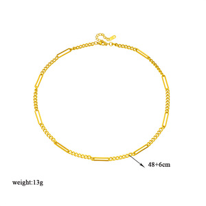 Geometric Chain Necklace Gold Titanium Steel Asymmetrical Design Party Fashion Jewelry - Product Image 4