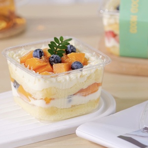 กล่องใสสำหรับบรรจุภัณฑ์ชีสเค้กขนาดเล็กแบบขายส่ง กล่องใสสำหรับขนมอบ ขนมหวานเดี่ยว กล่องใส PET สำหรับคัพเค้ก 8 ออนซ์ ใช้สำหรับขนมหวาน - Product Image 4