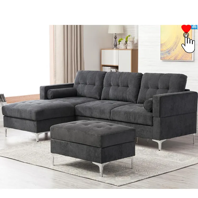 Harga Pabrik Sofa Ruang Tamu Bagian Sofa dengan Kursi Malas Abu-abu Kursi Santai