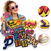 Patch Bordir Huruf R Peace Love Star Look Word Art, Bordir Komik Massal, Motif Senyum Pow Wow, Dapat Disetrika atau Dijahit