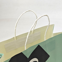 Sac en papier kraft blanc personnalisé avec poignée plate, résistant à la graisse, jetable, pour porte-gobelets de café, lait, thé et autres boissons