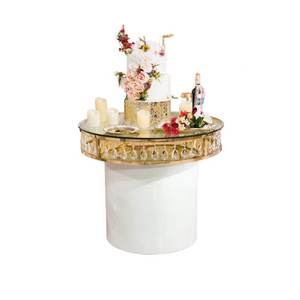Factory Direct Sale Rose Pattern Stainless Steel Crystal Cake <b>Table</b> for Wedding <b>Party</b> Decoration - Product Image 3