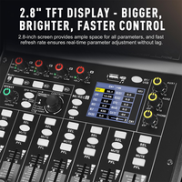 Mezclador de Audio Digital Profesional MX8208 de 8 Canales con Reproductor de MP3 USB y Bluetooth, Alimentación Phantom de 48V, Consola de Mezcla de Sonido con Ecualizador de 6 Bandas