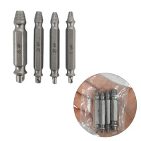Jeu de 4 extracteurs de vis pour robinets endommagés, vannes triangulaires, boulons à filetage défectueux, embout de tournevis double tête pour retirer les vis et fils