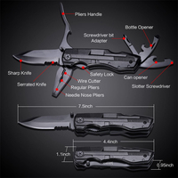 Pince Multitool Bochen 18-en-1 Noire Résistante à la Corrosion, Couteau Pliant Portable, Kit d'Outils de Camping Multifonction avec Pochette
