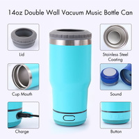 Gobelet à haut-parleur de 14oz Gobelet à musique intelligente à large bouche Tasse à café à double paroi isolée sous vide Gobelet Bluetooth en acier inoxydable