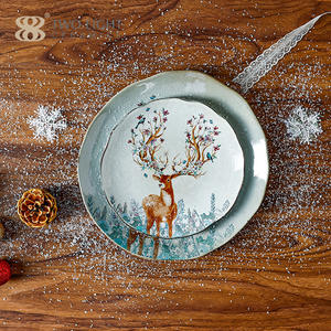 Assiette de table créative de noël, décoration peinte à la main de wapiti, tasses en <span class=keywords><strong>porcelaine</strong></span>, plats en céramique et ensembles de <span class=keywords><strong>vaisselle</strong></span> - Product Image 6
