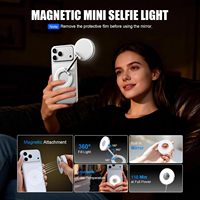 Mini anneau lumineux magnétique CF pour selfie, 400 mAh, 3 modes d'éclairage réglables, lumière d'appoint inclinable à 180° pour vidéoconférence, miroir de maquillage intégré