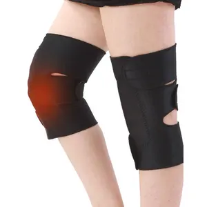 黑色氯丁橡胶可调冬季保暖护膝靴电气石红外磁性自热护膝支架