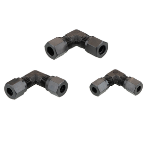 Raccord coudé à double virole en <span class=keywords><strong>acier</strong></span> au carbone pour connecteur de tuyau à haute pression hydraulique en cuivre et en aluminium - Product Image 1