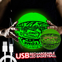 MPMVP Impression de logo personnalisable Basket-ball en caoutchouc lumineux à LED verte pour les jeux de nuit des adolescents