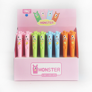 Stylo Gel Silicone Créatif O&Q Kawaii 0,5 mm Noir Bleu – Design Monstre Mignon Préféré des Enfants, Matériau Caoutchouc pour Papeterie - Product Image 6