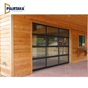 Portes de <span class=keywords><strong>garage</strong></span> sectionnelles en aluminium noir contemporaines et modernes avec verre dépoli pour les maisons - Product Image 3