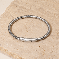 Bracelet Chaîne Serpent en Acier Inoxydable pour Hommes 21cm 5mm, Bracelets Maillons Tendance Plaqué Or 18K, Bijoux en Gros