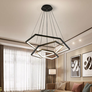 Hexagonal Gold LED Chandelier Geometric Minimalist Design Nordic Luxury Style for <b>Dining</b> Room Grand Apartment Home <b>Light</b> - Product Image 5