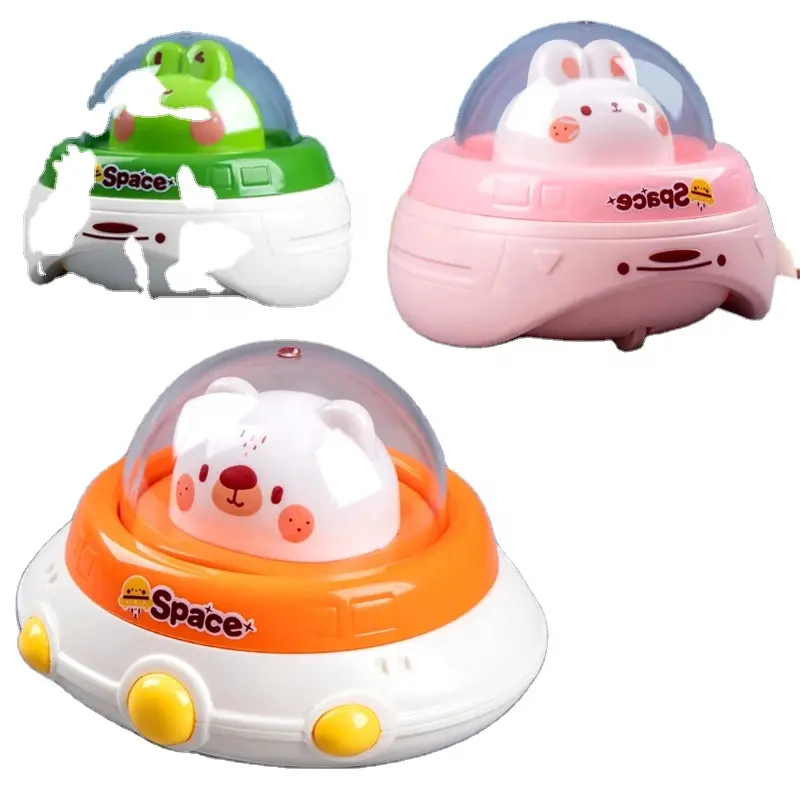 Cartoon Animal Car Toy Plastic Kids Toddler Lovely clássico Mini Pressionando Sliding Space wind-up Brinquedos Para Crianças Presente